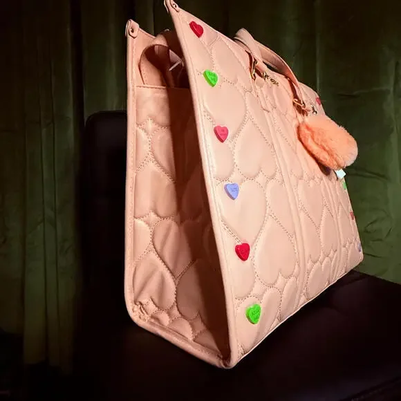Betsey Johnson Pink Valentine Candy Heart Satchel Crossbody NWT - Picture 2 of 8